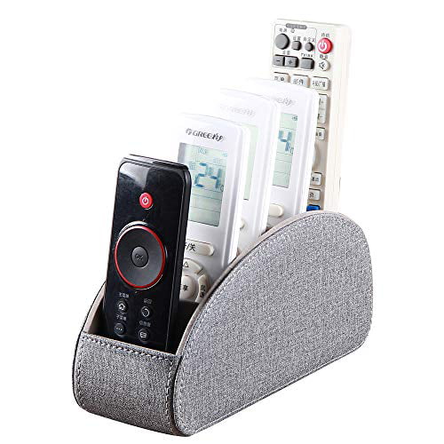 PU Leather Remote Holder Desktop Organizer for Tv Remote Control Holder with 5 Compartments Grey Media Player,Office Supplies 